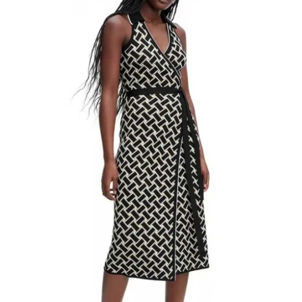 DVF Diane x Target Vintage Weave Neutral Knit Midi Wrap Dress XXL NWT